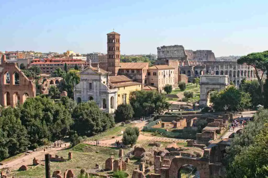 View of the Roman Forum and Colosseum