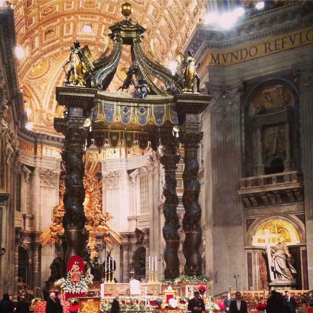 Bernini's baldacchino in St. Peter's on Christmas Eve