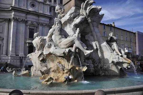 Fountain of the Four Rivers in Piazza Navona, Rome