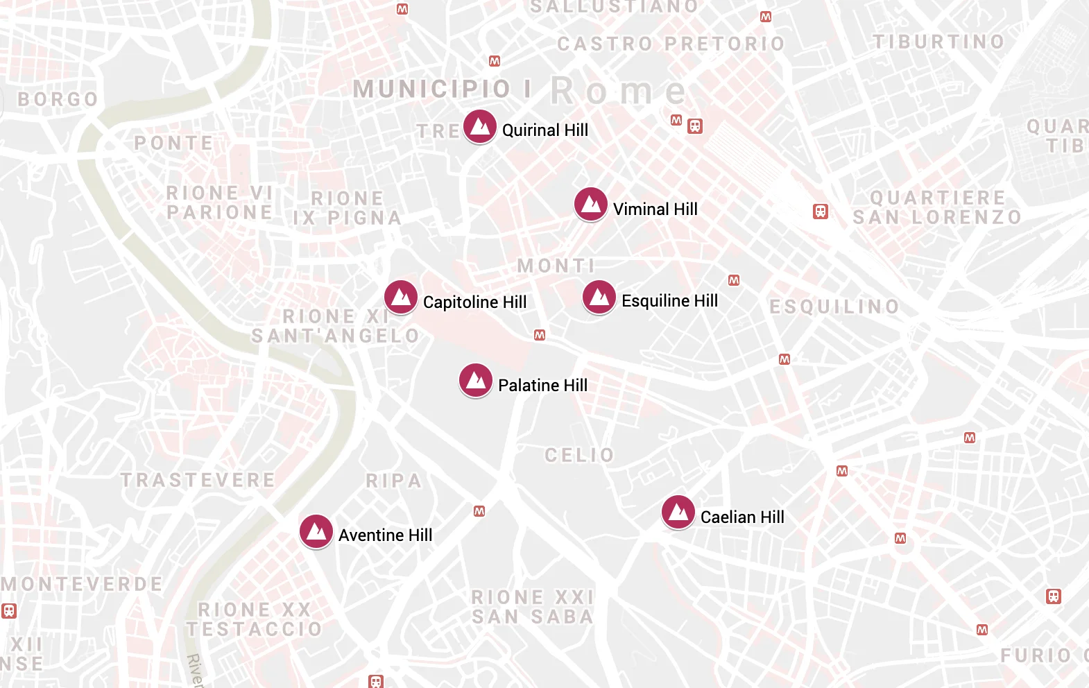 7 Hills of Rome Map
