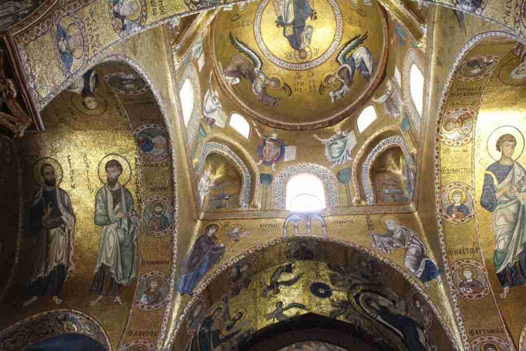 Golden mosaics in La Martorana, Palermo