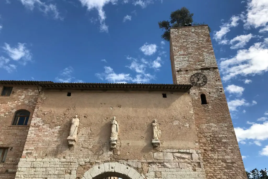 Spello, Umbria ancient walls and blue sky